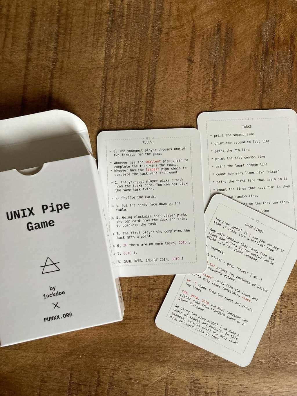 The Unix Pipe Card Game